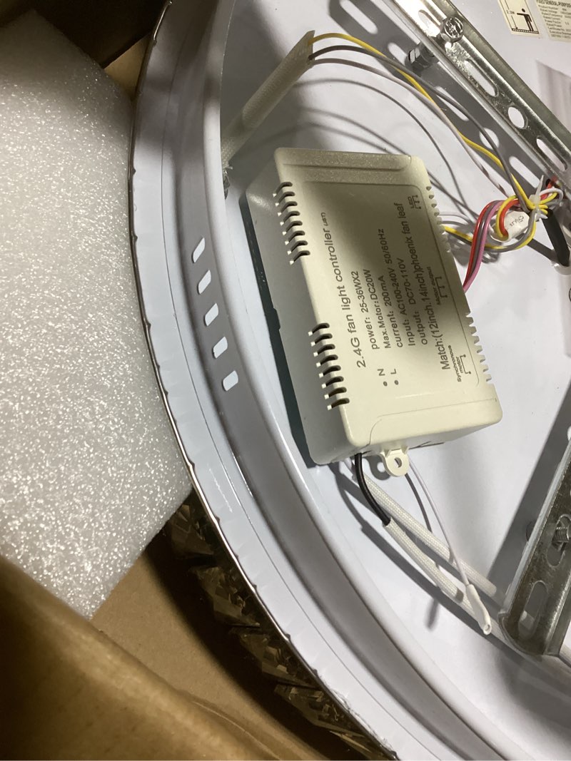 Condition photo showing Good Condition for KINDLOV Crystal Ceiling Fans with Lights, Modern Ceiling Fan with Remote Control,Low Profile Ceiling Fan with Dimmable LED Light and 6 Speeds for Bedroom,Kitchen,Living Room