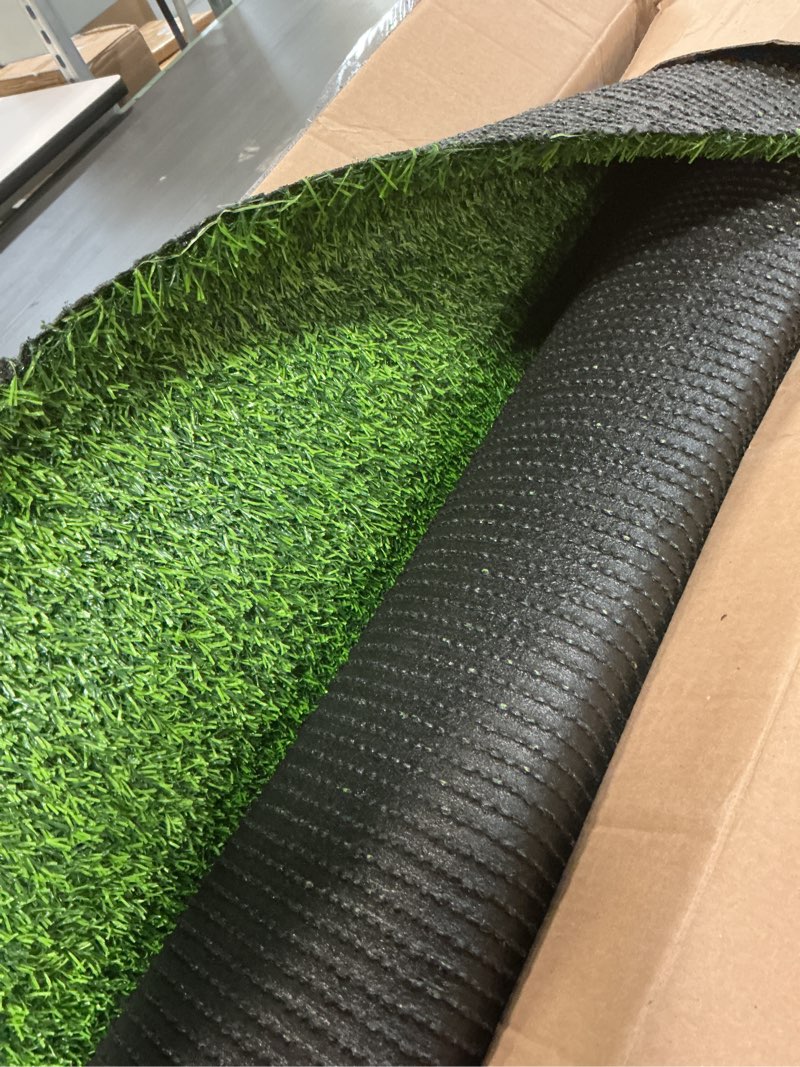 Condition photo showing Good Condition for artificial grass rug 3 ft x 10 ft, synthetic fake grass turf mat for indoor outdoor garden home decor, 0.8" pile height