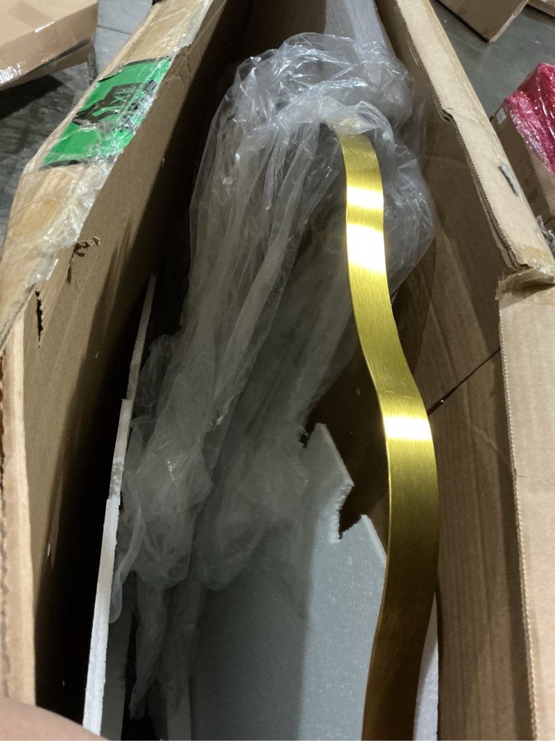 Condition photo showing As Is for Round Wavy Mirror, 20 Inch Metal Frame Circle Mirror, Round Wall Mounted for Entryway, Bathroom, Vanity, Living Room, Gold Gold 20"L x 20"W