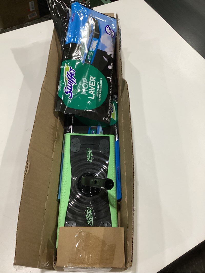 Condition photo showing Good Condition for Swiffer Sweep and Mop Deluxe  2-in-1 Floor Mopping and Sweeping Kit  Includes 1 Sweeper Device  5 Heavy Duty Dry Sweeping Cloths  6 Heavy Duty Wet Mopping Cloths