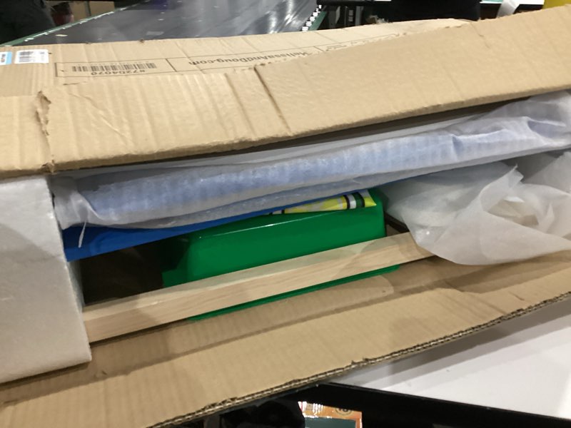 Condition photo showing Good Condition for Melissa & Doug Wooden Grocery Store and Lemonade Stand - Reversible Awning, 9 Bins, Chalkboards