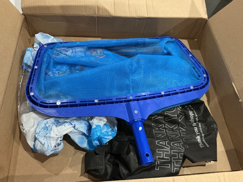 Condition photo showing Good Condition for pool skimmer net, heavy duty leaf rake cleaning tool, fine mesh net bag catcher blue