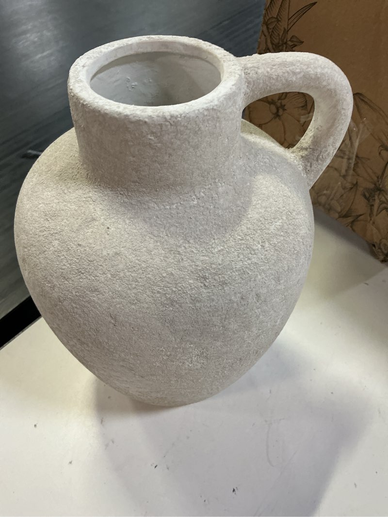 Condition photo showing New/Like New for ceramic rustic farmhouse vase,8.85 inch white ceramic decorative flower for home decor table living room kitchen bedroom shelf mantel wedding centerpiece holiday & wedding farmhouse-8.85 in-1