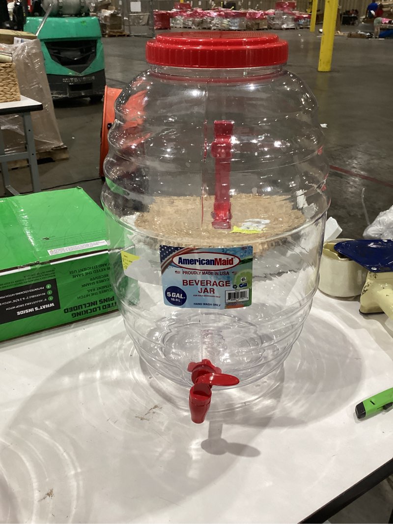 Condition photo showing Good Condition for american maid 5 gallon vitrolero red beverage dispenser
