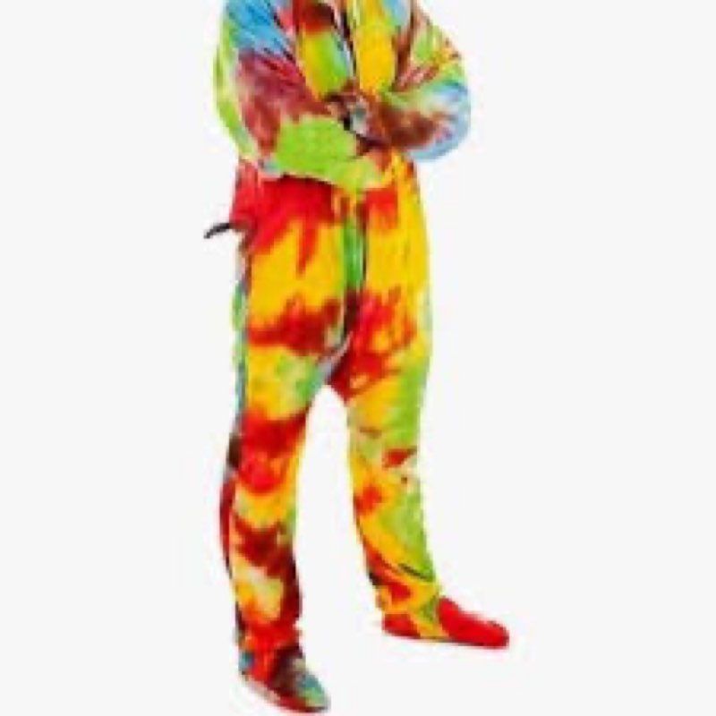forever lazy footed adult onesie - trifflin' tie dye - l
