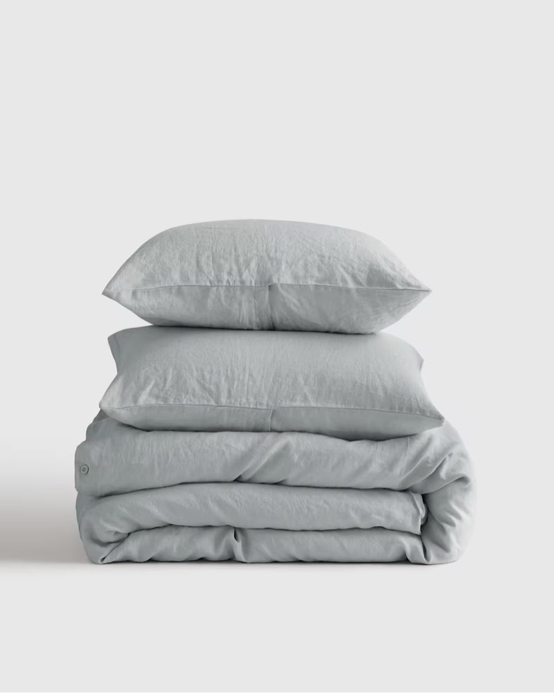  quince european linen duvet cover set 3 pcs  full/queen 