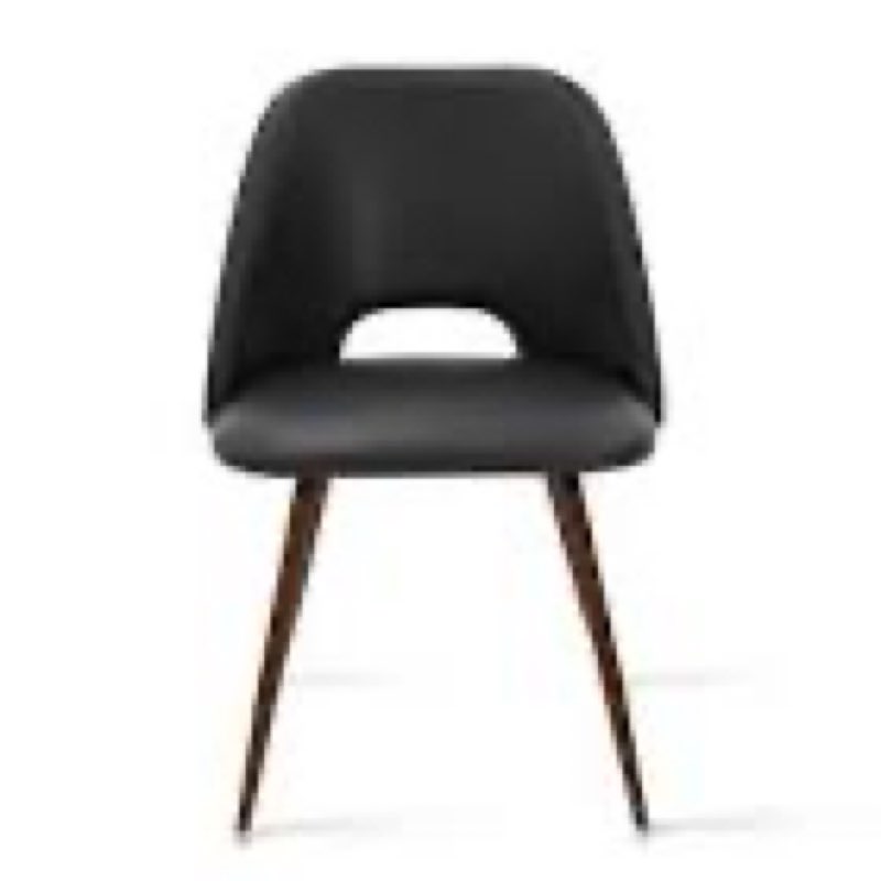 20.1"w mid-century modern dining chairs, fabric/leather upholstered side chairs, armless vanity chair with metal legs for dining living room vanity office upholstery color: matte black