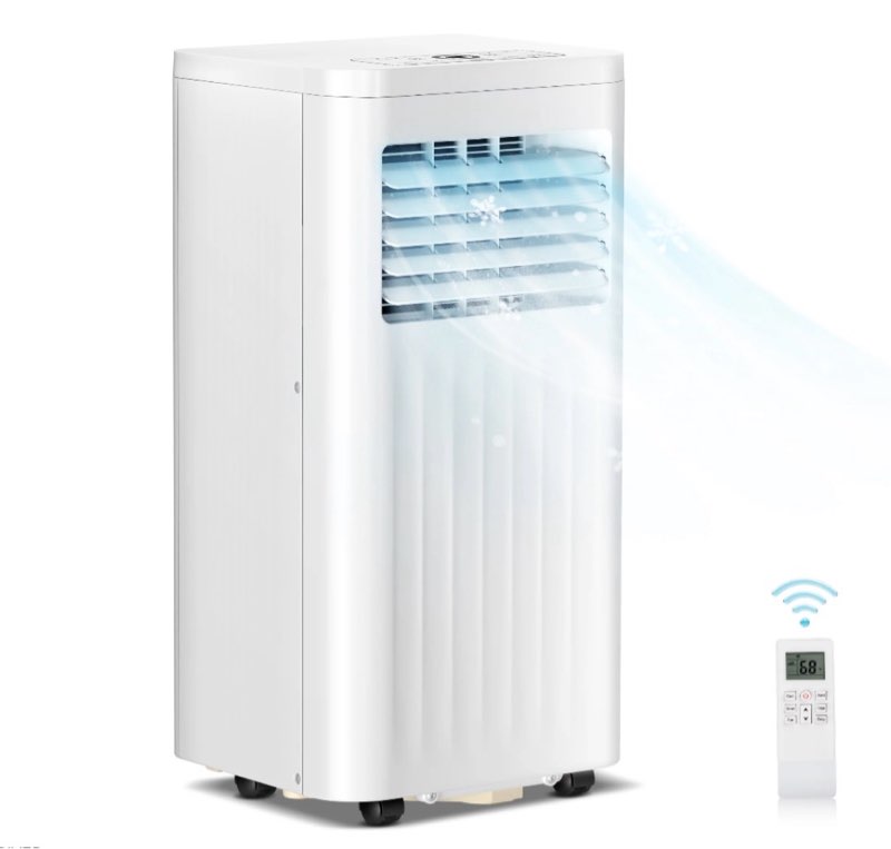 LHRIVER 10000 BTU Portable Air Conditioner with Window Kits 450 sq ft, Dehumidifier, 2 Fan Speeds, AC unit, White