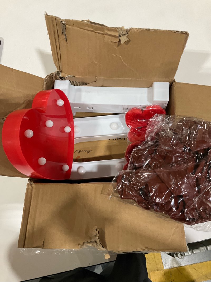 Condition photo showing Good Condition for Homemory I Love U Light Up Letters Proposal Decorations, I Love U Sign with 24Pcs Flameless Candles 1000Pcs Red Fake Rose Petals 30Pcs Red Balloons for Valentine's Day Wedding Proposal Romantic Night 1- I LOVE U Sign Kit