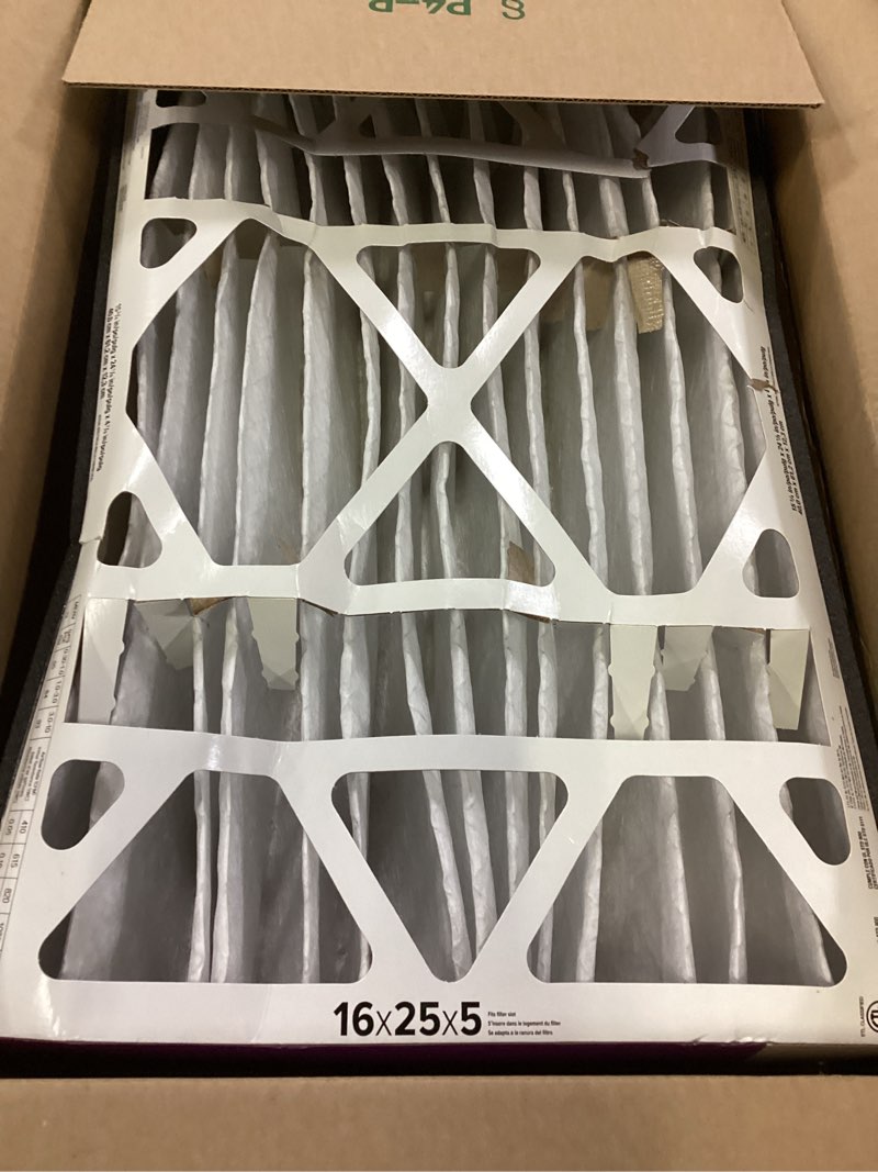 Condition photo showing Good Condition for Filtrete 16x25x5 AC Furnace Air Filter, MPR 1550, MERV 12, Fits Honeywell & Trion AirBear, CERTIFIED Asthma & Allergy Friendly, Electrostatic Air Filter, 1-Pack (actual size 15.75 x 24.13 x 4.88) 4.9" x 24.1" x 15.6"
