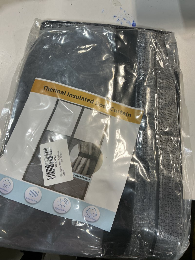 Condition photo showing New/Like New for Magnetic Thermal Insulated Door Curtain, Fits Door Size 36" x 80", Center Opening, Durable Oxford Cloth&Thicken Polyester Fiber, Weighted Bottom,Temporary Door Thermal Curtains Gray Fit Door Size To 36''X80''