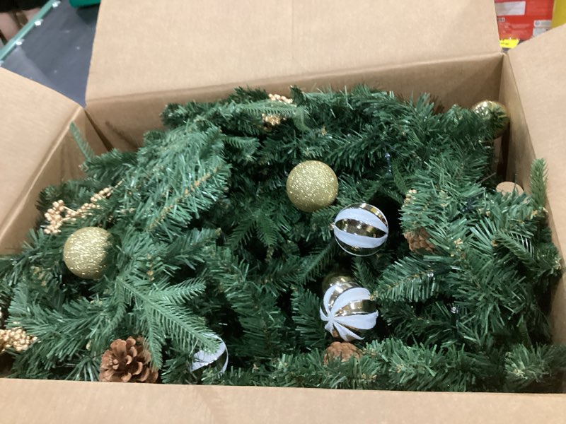 Condition photo showing Good Condition for VINGLI Pre-lit 5-Piece Set Christmas Tree with LED Lights, Christmas Garlands, Wreath and Set of 2 Entrance Trees Artificial Christmas Porch Decorations, Gold