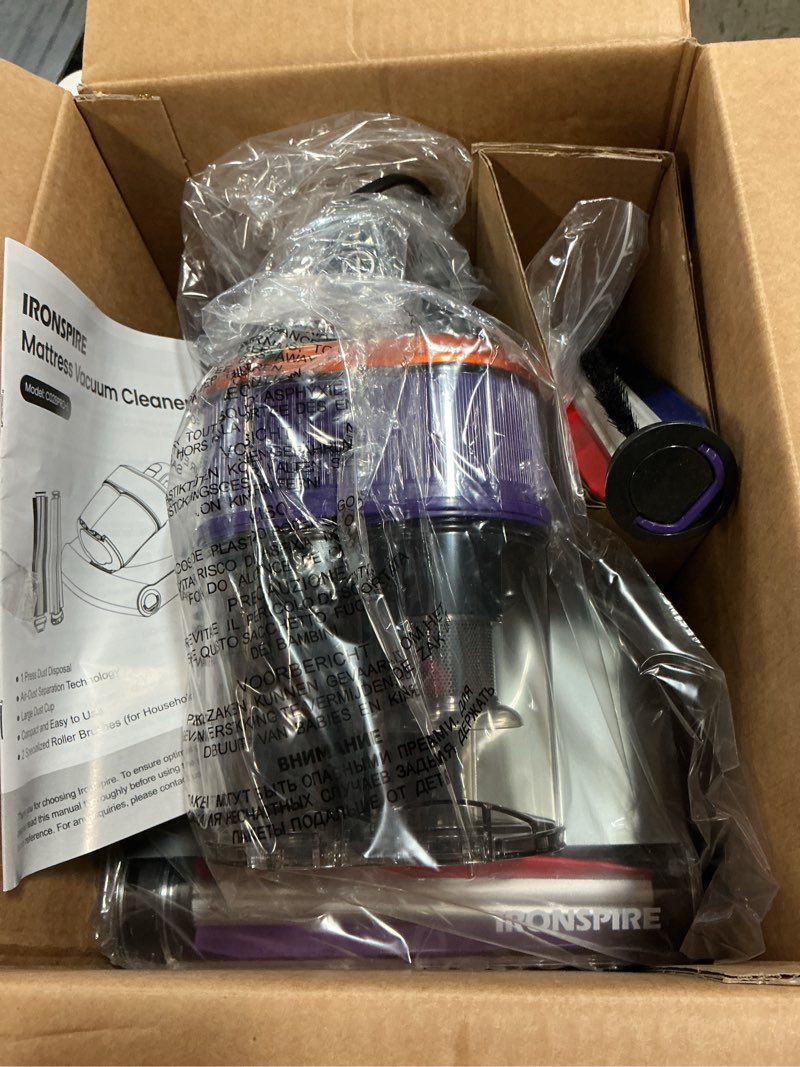 Condition photo showing New/Like New for bed vacuum cleaner, mattress vacuum with 2 roller brushes 253.7nm uv-c light & ultrasonic,145°f heat, hepa filter, 18kpa suction 650w powerful handheld vacuums for dust & pet hair(corded)