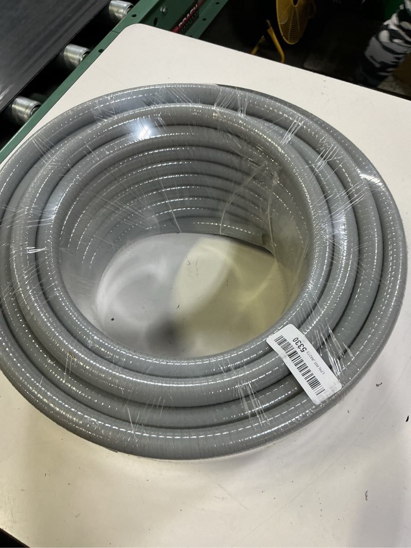 Condition photo showing New/Like New for 100 foot liquid-tight conduit kit - 1/2inch flexible non metallic liquid tight electrical conduit and 6 straight and 5 angle fittings included. 1/2" dia 100ft