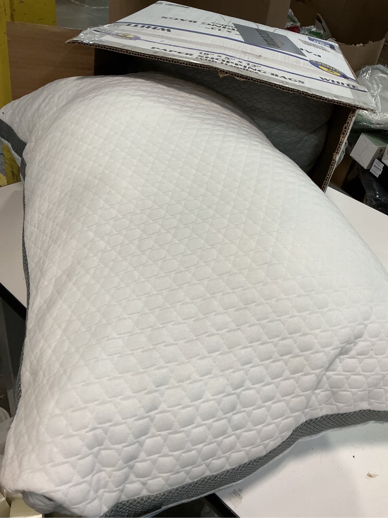 Condition photo showing Good Condition for Cooling Pillows Queen Size Set of 2, Shredded Memory Foam Pillows 2 Pack, Bed Pillow for Hot Sleepers Adjustable Firm Pillow for Side, Back and Stomach Sleepers, Machine Washable Grey-side Queen (Pack of 2)