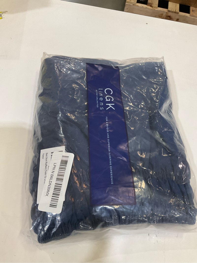 Condition photo showing As Is for Wrap Around Dust Ruffle Bed Skirt - Navy Blue - Twin/Twin XL Size Beds with 12 Inch Drop - Elastic Strap - Adjustable Pleated Bedskirt with Brushed Fabric and Wrinkle Free - Women, Men, Kids & Teens Twin/Twin XL 12" - Drop 18 - Navy Blue