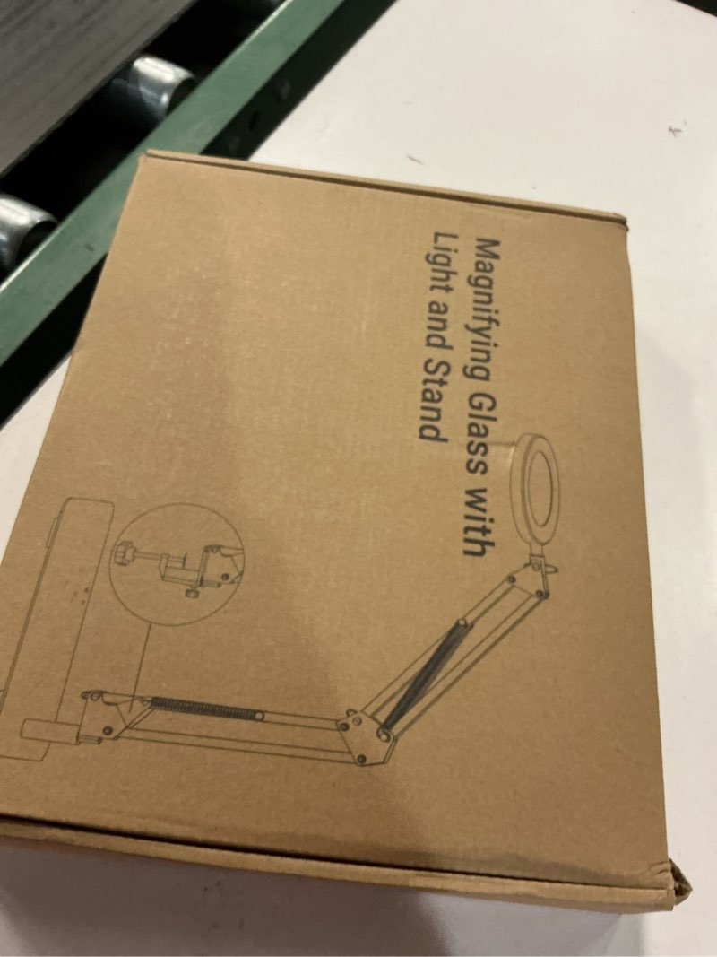 Condition photo showing New/Like New for LED Magnifier Desk Lamp with Stand and Clamp, 3 Color Modes & Stepless Dimming 5-Diopter Glass Lens, Adjustable Swivel Arm - Magnifying lamp for Close Work, Repair, Crafts, Reading Clamp and Stand(Foldable)