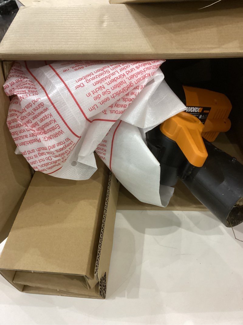 Condition photo showing As Is for WORX WG509 12 Amp Trivac, 3 in 1 Electric Leaf Blower, Leaf Vacuum & Leaf Mulcher for Lawn Care 350CFM Blower/Vac/Mulcher