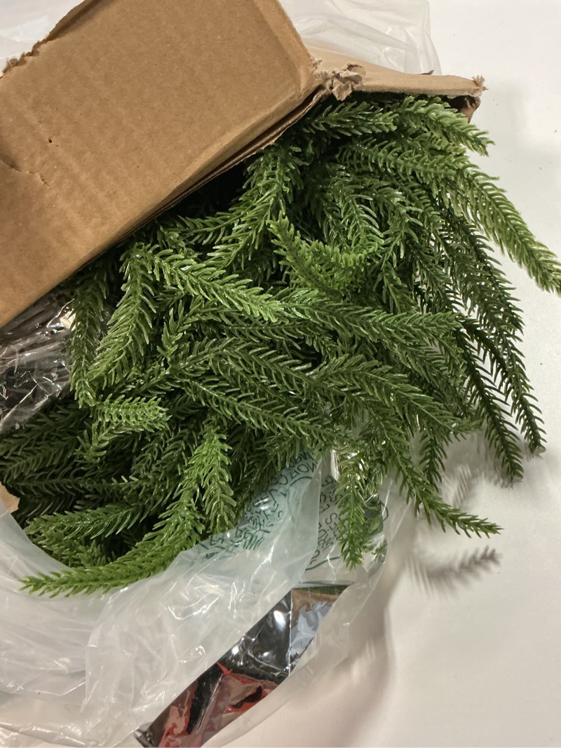 Condition photo showing Good Condition for 9FT Artificial Christmas Norfolk Pine Garlands,Real Touch Thickness Realistic Green Greenery Evergreen Cedar Garland,Winter Garland for Mantel, Fireplace,Stair Holiday Party Indoor Outdoor Decorations 1PC 9FT