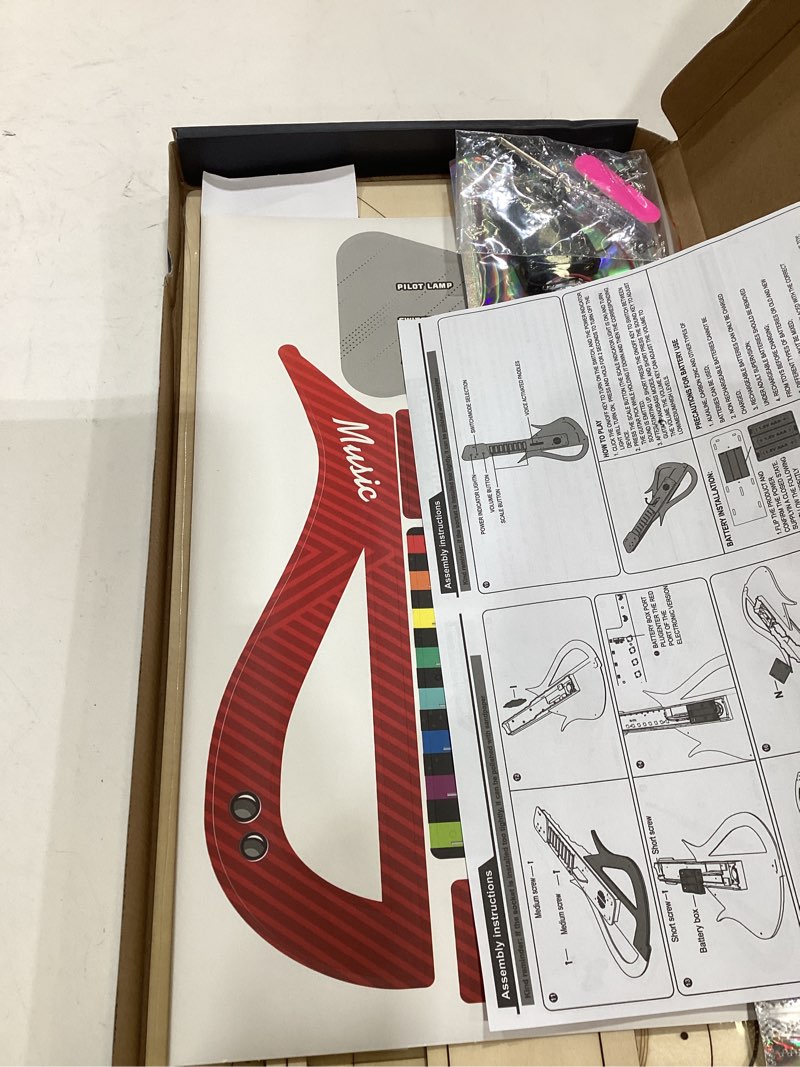 Condition photo showing Good Condition for SkilLify Guitar Toy for Kids, 3-in-1 Musical Instrument Toy, Keyboard Piano & Bass Sounds, DIY Electronic Wooden Play Guitar Kit for 5-12 Year Old Children Boys Girls Gifts(Red)