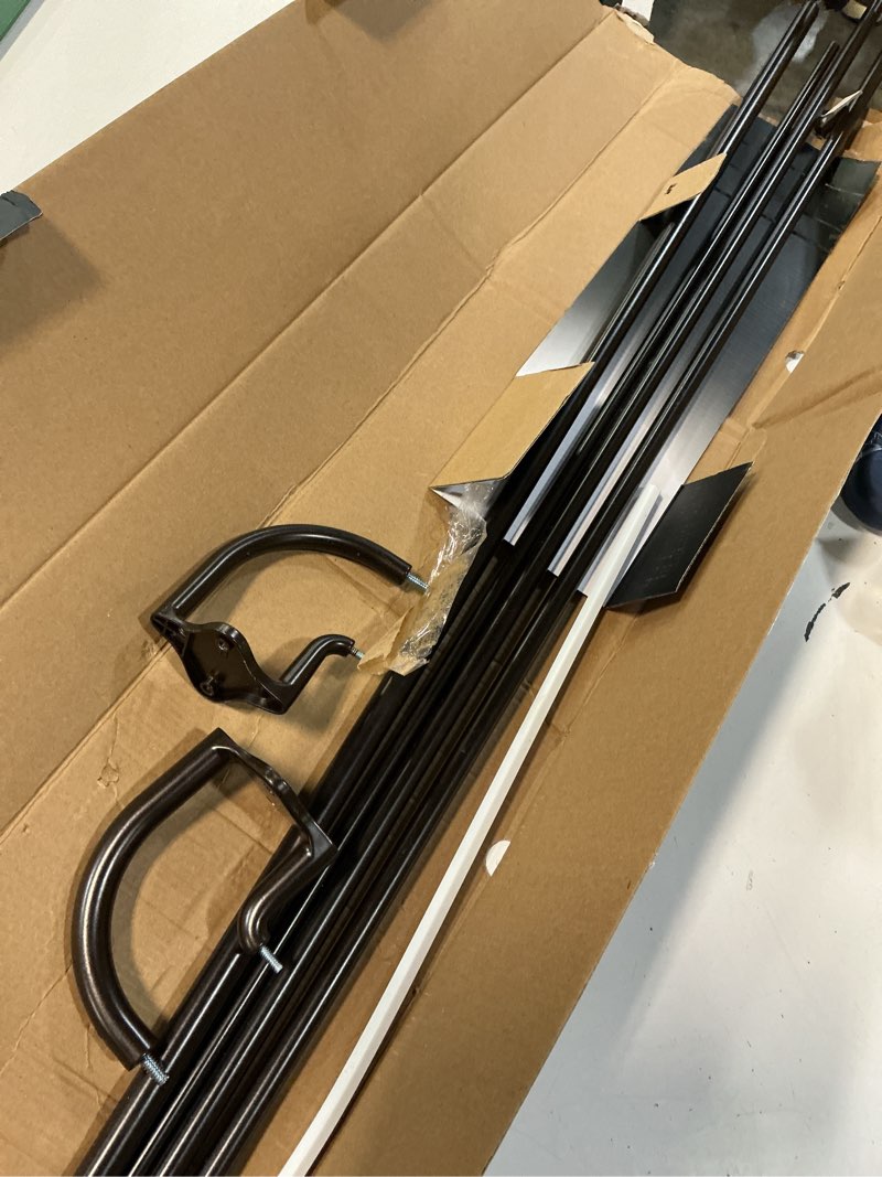 Condition photo showing As Is for 48"-88" loft by umbra dusk double curtain rod bronze: adjustable steel rods, 6-piece set