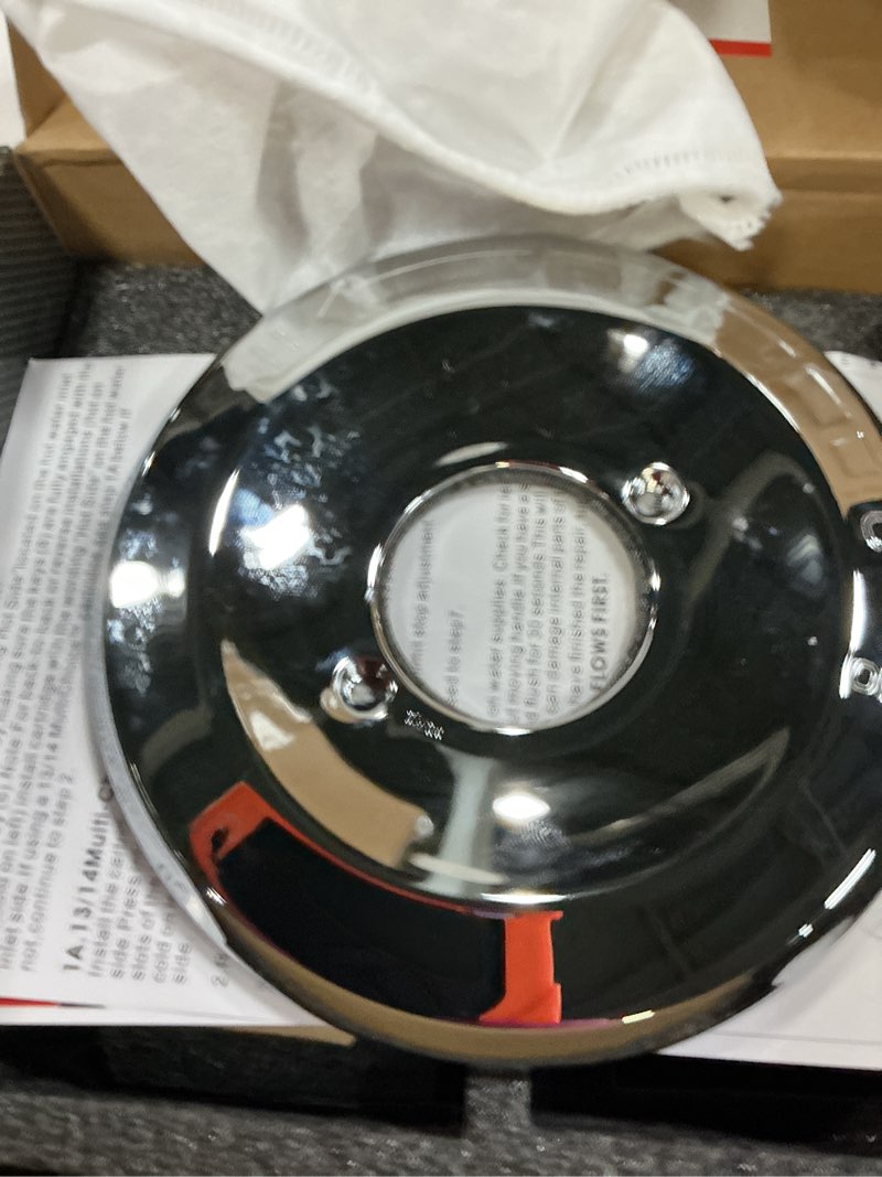 Condition photo showing Good Condition for shower trim kit compatible with delta 13/14 series, shower cover plate with handle (valve& catridge not inclued), chrome chrome 1