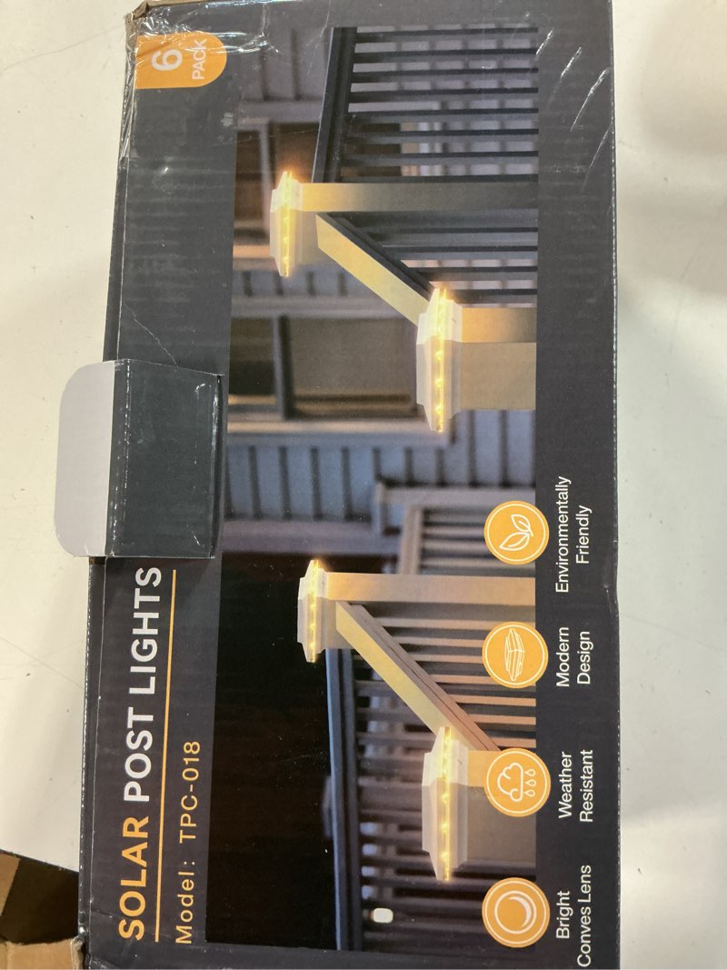 Condition photo showing New/Like New for tw shine 6 pack 4x4 solar post cap lights, 2 modes white solar fence lights waterproof warm white/cool white for yard, garden, porch decor, for 5x5 6x6 wood posts 6 pack white