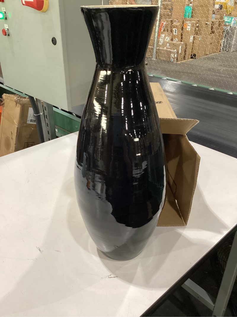 Condition photo showing New/Like New for Handcrafted Sustainable Bamboo Vase - Decorative 20-Inch-Tall Teardrop Floor Vase for Silk Plants, Flowers, and Filler Decor by Villacera (Black)
