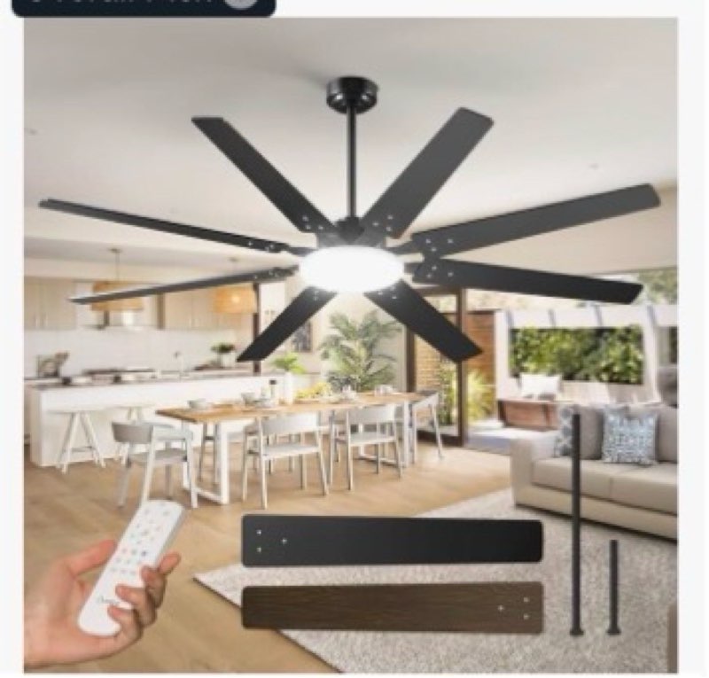 72 inch Ceiling Fans with Lights,Large Ceiling Fan with Light and Remote Control, Dimmable, 3CCT, Qu