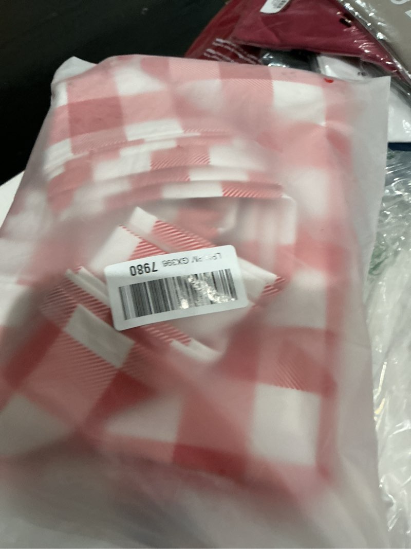 Condition photo showing Good Condition for classic gingham buffalo tablecloth fabric - oblong 90x132 inch water proof checkered table cloth for indoor outdoor - table cover for birthday, picnics, bbqs, and parties red white 132" x 90" (rectangular)