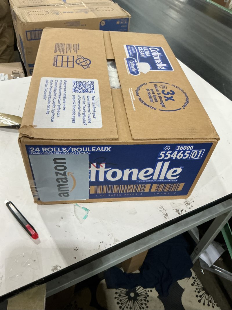 Condition photo showing New/Like New for Cottonelle Ultra Clean Toilet Paper with Active CleaningRipples Texture, Strong Bath Tissue, 24 Family Mega Rolls = 132 Regular Rolls (4 Packs of 6) Family Mega Rolls 353 Sheets (Pack of 24)