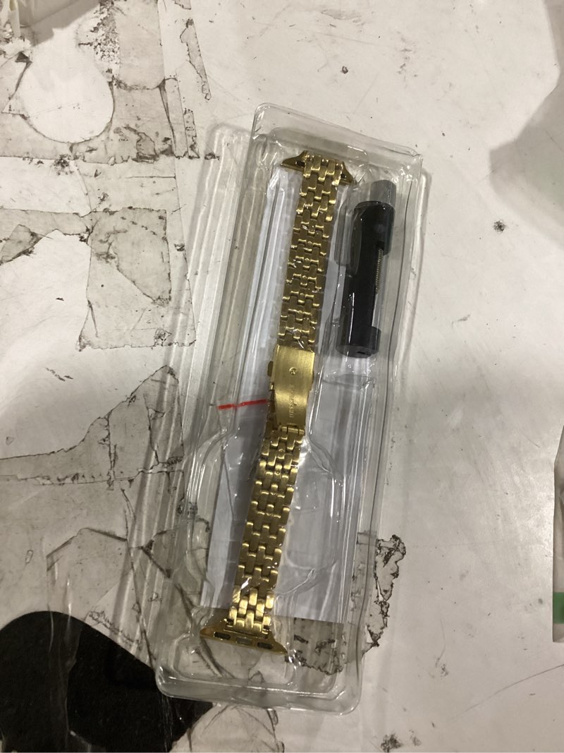 Condition photo showing New/Like New for miohhr slim metal bands compatible with apple watch band 38mm 40mm 41mm 42mm (series 11 10), thin stainless steel strap bands for women iwatch series 11 10 9 8 7 6 5 4 3 2 1 se3/2/1, gold gold 42mm(series 11 10) 41mm 40mm 38mm