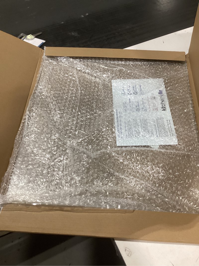 Condition photo showing Good Condition for Similar product not like stock photo or description length similar Glass Cutting Board 20”x16”: Tempered Glass Kitchen Counter Protector - Durable- Scratch-Resistant, Heat-Proof - Clear Design