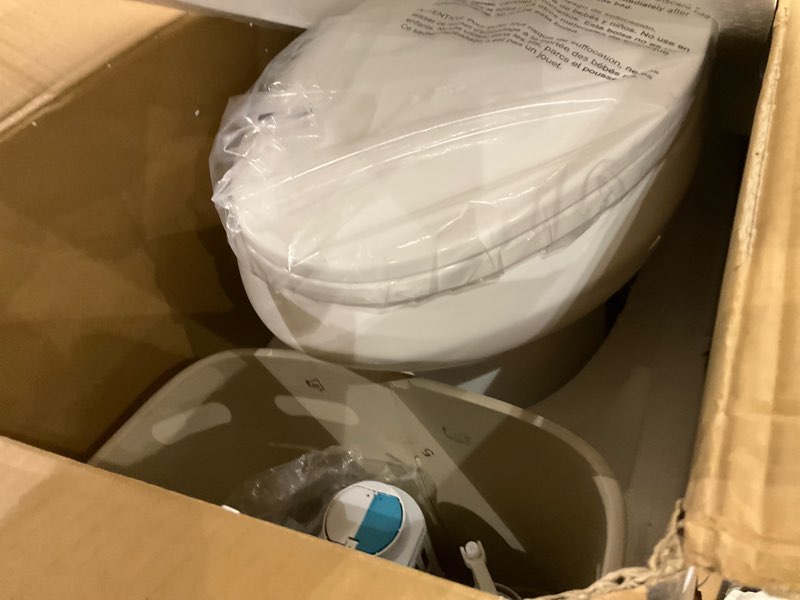 Condition photo showing As Is for Two Piece Toilet 21 inch Chair Height Elongated Bowl, Dual Top Controls, High Seat Toilet for Senior