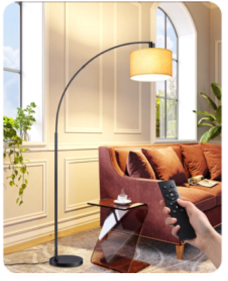 76'' arched floor lamp with remote control and bulb included