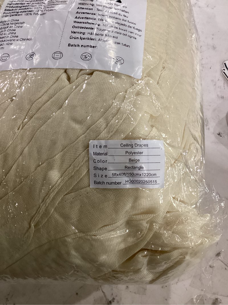 Condition photo showing Good Condition for beige celiling drapes(product info unknown)