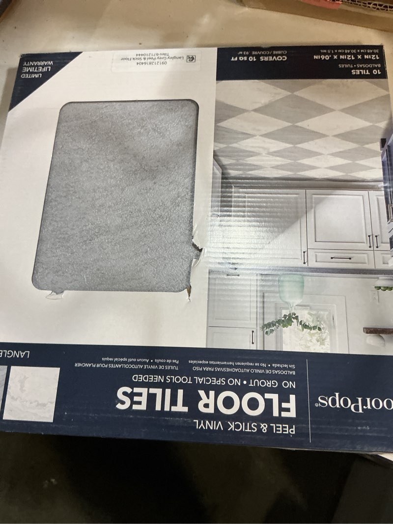 Condition photo showing New/Like New for floorpops 10ct 12"x12" langley peel and stick floor tiles assorted gray: water-resistant vinyl flooring, marble style