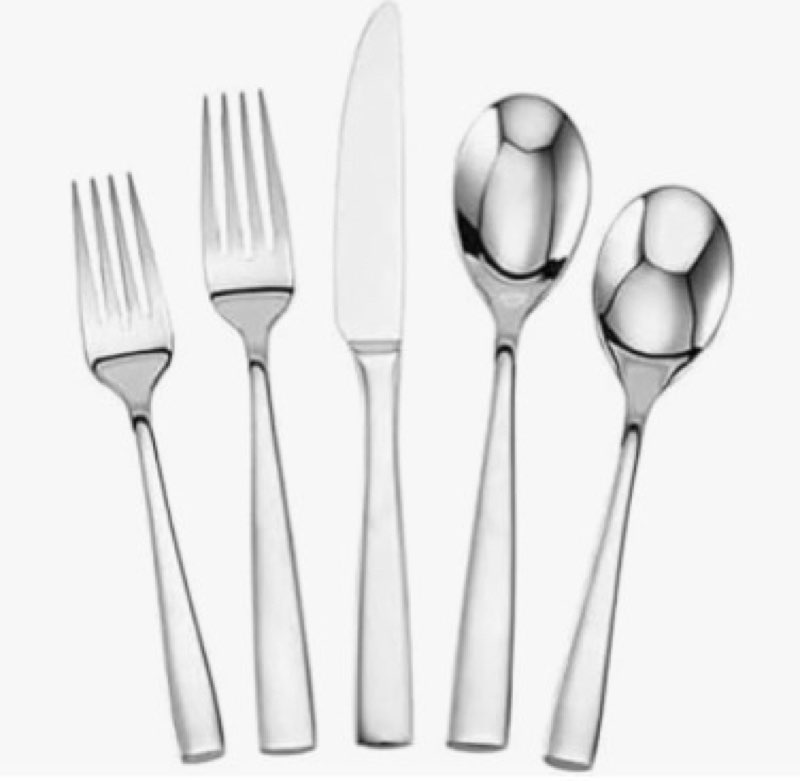 mikasa living clear translucent 18/0 stainless steel 20-piece flatware set, service for 4, clear