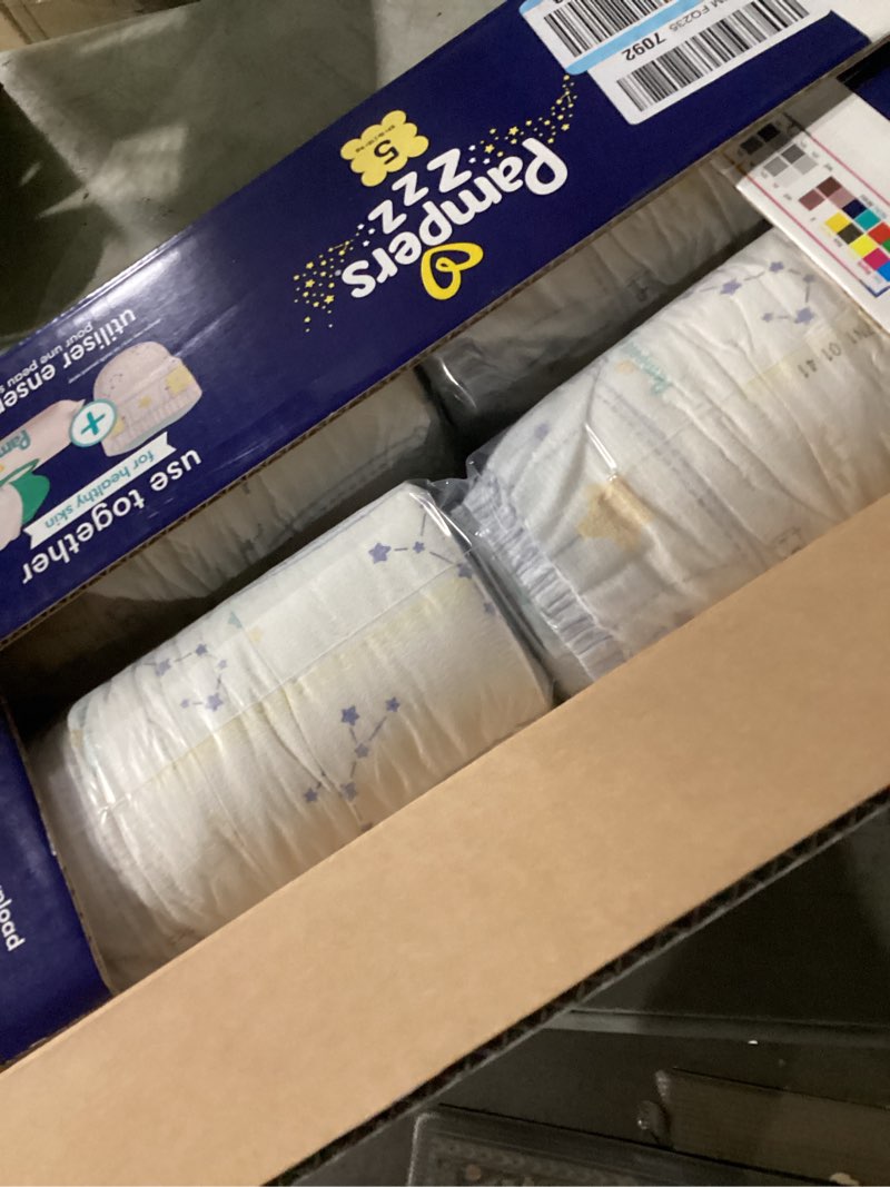 Condition photo showing New/Like New for pampers zzz overnight diapers, size 5 (27+ lbs), 88 count, nighttime protection disposable baby diaper, night time leak and skin protection size 5 88