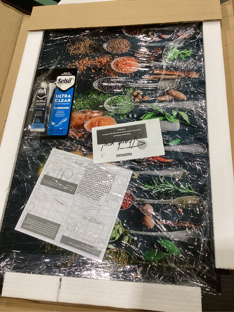 Condition photo showing New/Like New for Tempered Glass Kitchen Backsplash, Stove Back Cover, Stove Splashback, Cutting Board, Kitchen Decor Tile, Home Wall Decor (14x30'')