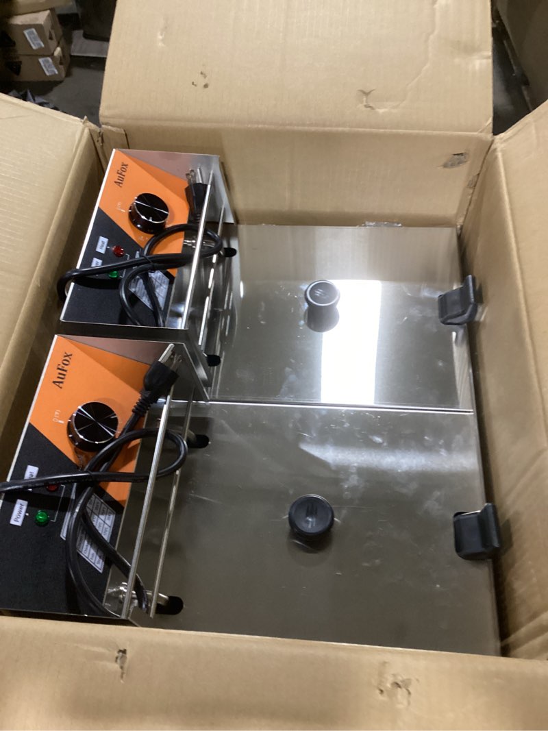 Condition photo showing Good Condition for Commercial Deep Fryer 20.7Qt/20L Dual Tank Deep Fryers with Baskets 0.8mm Thickened Stainless Steel Electric Countertop Fryer with Adjustable Temperature, 1700w x2, 110v