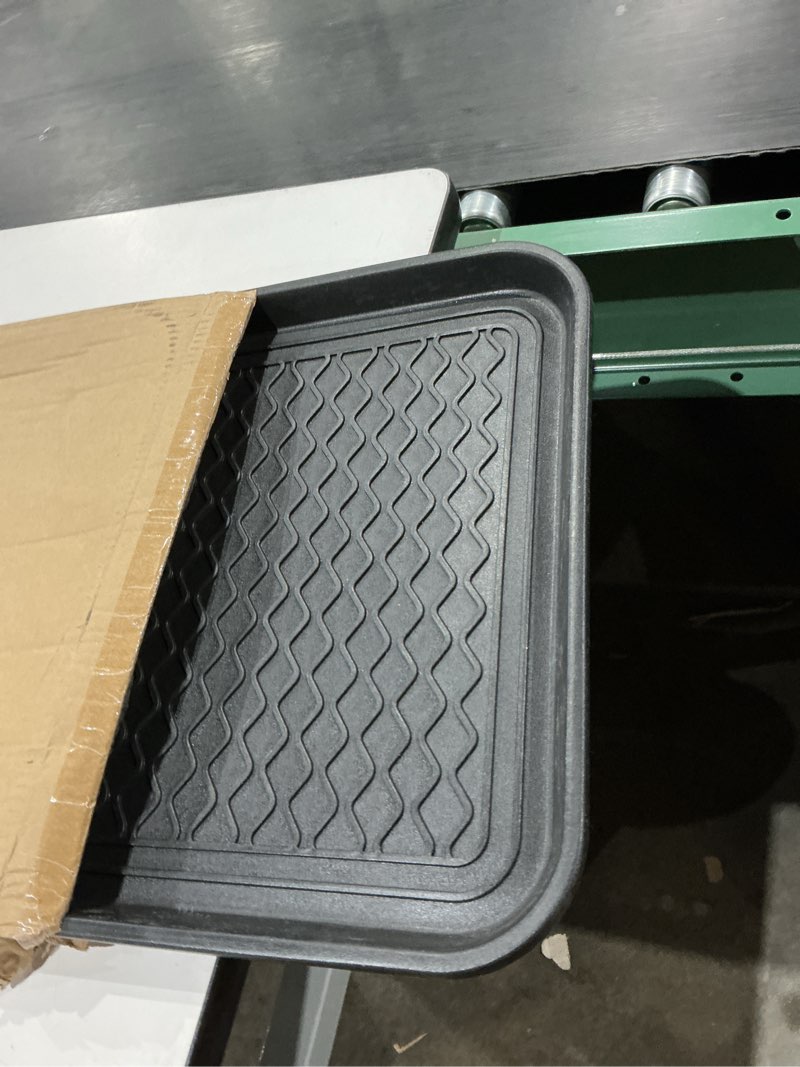 Condition photo showing Good Condition for all-weather indoor/outdoor boot tray - weather-resistant hard plastic shoe mat with raised edge for entryways, decks, and patios by stalwart (black)