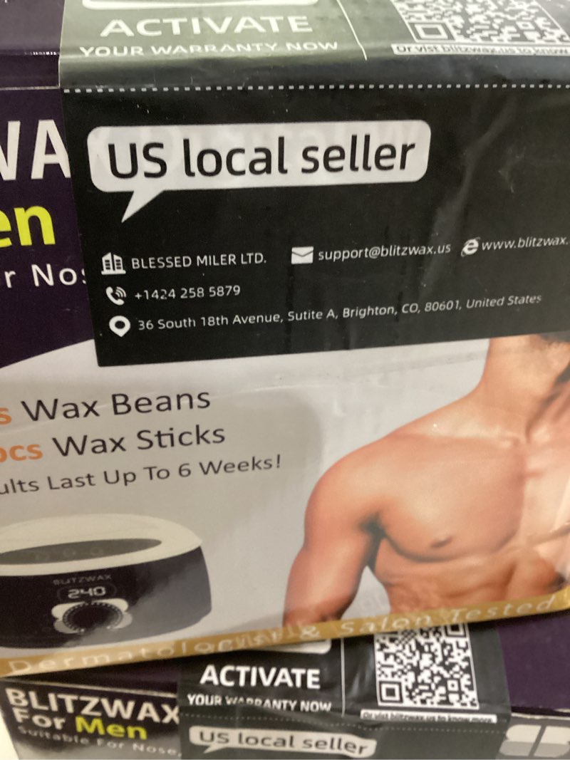 Condition photo showing New/Like New for BLITZWAX Back and Nose Waxing Kit for Men, Hard Wax Warmer for Brazilian, Body and Face, At Home Hair Removal Kit, Beginner Friendly, Quick Heating, 93 Accessories, Blue Waves