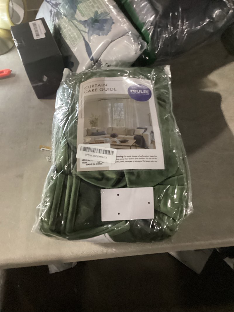Condition photo showing Good Condition for MIULEE Olive Green Velvet Curtains 96 inches 2 Panels - Pinch Pleated Luxury Room Darkening Blackout Window Drapes for Bedroom Living Room Thermal Insulated Super Soft, Back Tab Rod Pocket Olive Green 52"W x 96"L (Pack of 2)