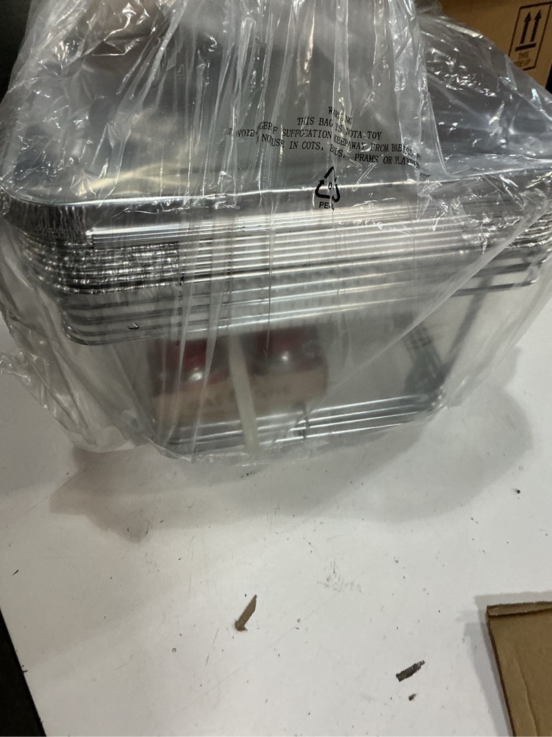 Condition photo showing New/Like New for alpha living 6 pack - disposable chafing dish buffet set, half size pans, welded body food warmers for parties, fuel cans complete set, warming trays complete kit (with racks)