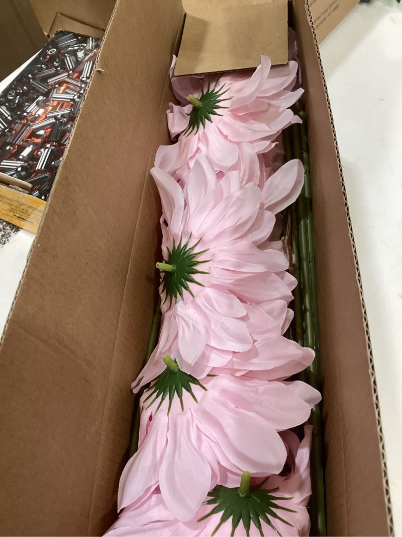 Condition photo showing Good Condition for 5''silk light pink dahlia artificial flowers bulk, 30 pcs fake dahlias flowers heads for craft, large flower heads faux flowers for wedding party, home office, hat, wall decoration (30, light pink) 30 light pink