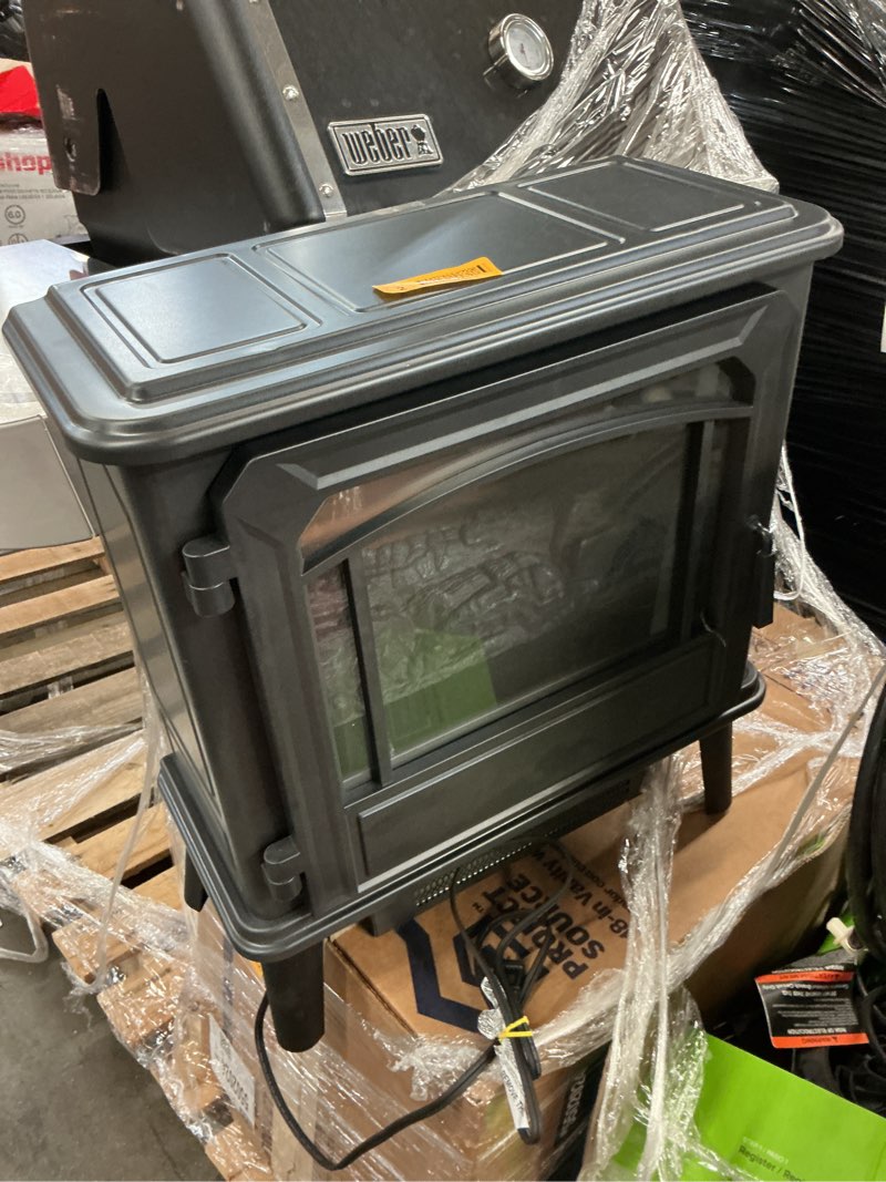 Condition photo showing As Is for style selections 20.87-in w 5200 -btu black metal flat wall fan-forced electric stove with thermostat