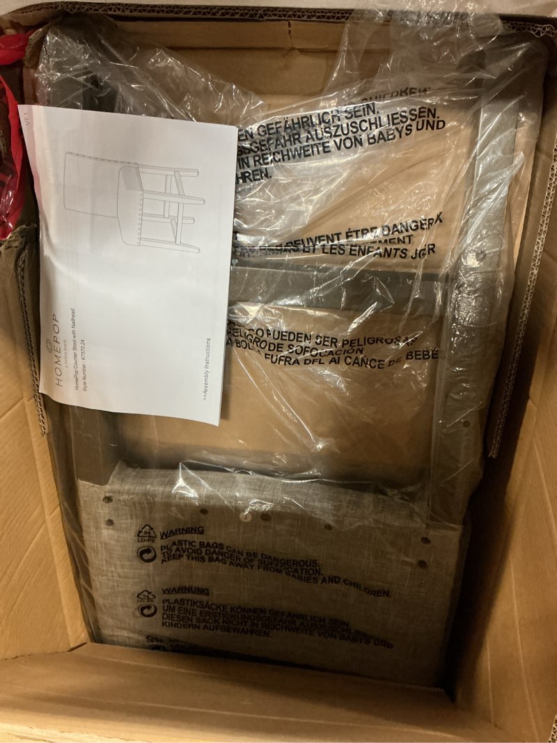 Condition photo showing Good Condition for homepop home decor | backless nailhead trim counter height bar stools | 24 inch bar stools | decorative home furniture (sterling gray)