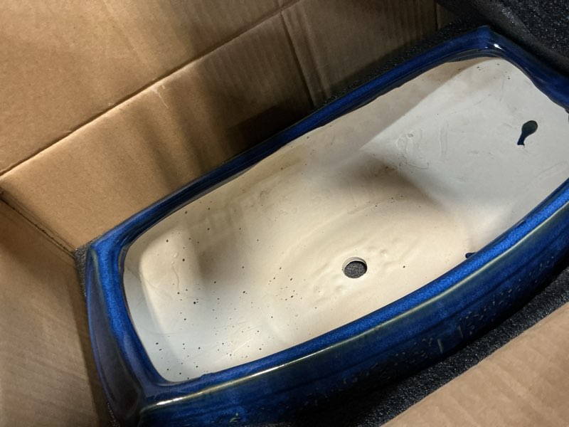 Condition photo showing Good Condition for bonsai pots - 18 inch large ceramic succulent pots for indoor outdoor, bonsai planter with drainage hole, ceramic flower pot, decorative plant pot, gifts for plant lovers, office decor, blue relief blue (18 inch)