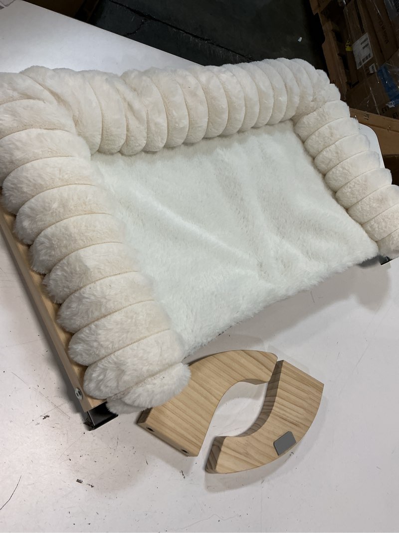 Condition photo showing Good Condition for Cloud-Soft Cat Window Sill Perch with Zipper Designed Cushioned Bed, Supportive Cat Window Seat with Premium Solid Wood & Sturdy Metal Frame, Pet Hammock Bed for Large Cats (Large, White) Large(24.4''x15'') White